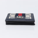 GUCCI GG Supreme Ophidia Sherry Line Wallet PVC Navy Silver 523155 Auth 211508V-7