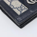GUCCI GG Supreme Ophidia Sherry Line Wallet PVC Navy Silver 523155 Auth 211508V-9