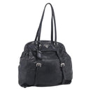 PRADA Vitellolux Tote Bag Leather Black Silver Auth 211512A-1