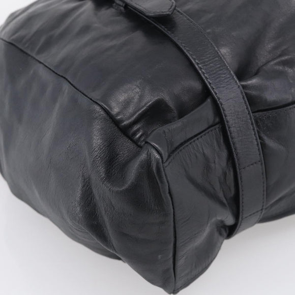 PRADA Vitellolux Tote Bag Leather Black Silver Auth 211512A
