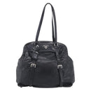 PRADA Vitellolux Tote Bag Leather Black Silver Auth 211512A-2