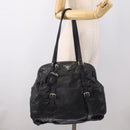PRADA Vitellolux Tote Bag Leather Black Silver Auth 211512A-24