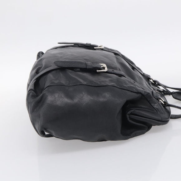 PRADA Vitellolux Tote Bag Leather Black Silver Auth 211512A