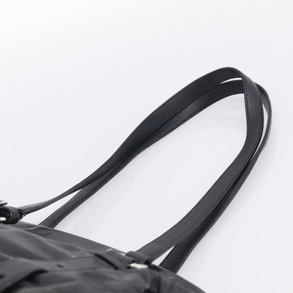 PRADA Vitellolux Tote Bag Leather Black Silver Auth 211512A