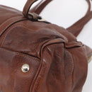 PRADA Tote Bag Leather Brown Silver Auth 211514V-10