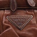 PRADA Tote Bag Leather Brown Silver Auth 211514V-14