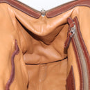 PRADA Tote Bag Leather Brown Silver Auth 211514V-19