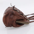 PRADA Tote Bag Leather Brown Silver Auth 211514V-5