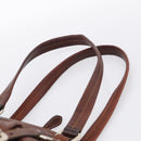PRADA Tote Bag Leather Brown Silver Auth 211514V-8