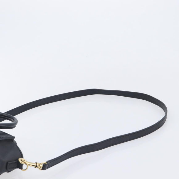 CELINE Luggage Nano shopper Hand Bag Leather 2way Black Gold Auth 211515V