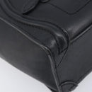 CELINE Luggage Nano shopper Hand Bag Leather 2way Black Gold Auth 211515V-15