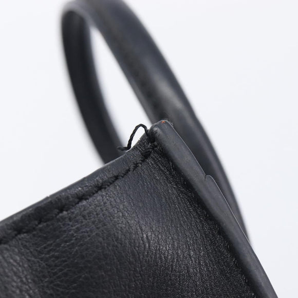 CELINE Luggage Nano shopper Hand Bag Leather 2way Black Gold Auth 211515V