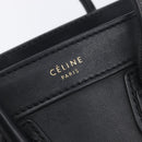 CELINE Luggage Nano shopper Hand Bag Leather 2way Black Gold Auth 211515V-20