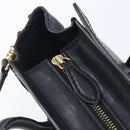 CELINE Luggage Nano shopper Hand Bag Leather 2way Black Gold Auth 211515V-21