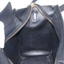 CELINE Luggage Nano shopper Hand Bag Leather 2way Black Gold Auth 211515V-24
