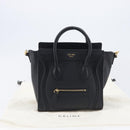 CELINE Luggage Nano shopper Hand Bag Leather 2way Black Gold Auth 211515V-30
