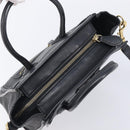 CELINE Luggage Nano shopper Hand Bag Leather 2way Black Gold Auth 211515V-6
