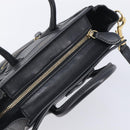CELINE Luggage Nano shopper Hand Bag Leather 2way Black Gold Auth 211515V-7