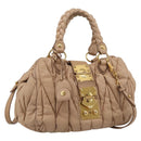 Miu Miu Matelasse Hand Bag Leather 2way Beige Gold Tone Auth 211519V-1
