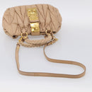 Miu Miu Matelasse Hand Bag Leather 2way Beige Gold Tone Auth 211519V-10