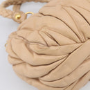 Miu Miu Matelasse Hand Bag Leather 2way Beige Gold Tone Auth 211519V-16