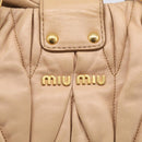Miu Miu Matelasse Hand Bag Leather 2way Beige Gold Tone Auth 211519V-18