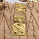 Miu Miu Matelasse Hand Bag Leather 2way Beige Gold Tone Auth 211519V-19