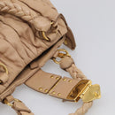 Miu Miu Matelasse Hand Bag Leather 2way Beige Gold Tone Auth 211519V-20
