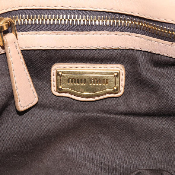 Miu Miu Matelasse Hand Bag Leather 2way Beige Gold Tone Auth 211519V