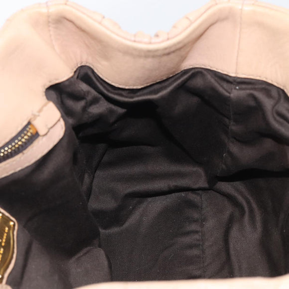 Miu Miu Matelasse Hand Bag Leather 2way Beige Gold Tone Auth 211519V