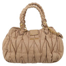 Miu Miu Matelasse Hand Bag Leather 2way Beige Gold Tone Auth 211519V-3