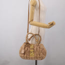Miu Miu Matelasse Hand Bag Leather 2way Beige Gold Tone Auth 211519V-31