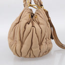 Miu Miu Matelasse Hand Bag Leather 2way Beige Gold Tone Auth 211519V-4