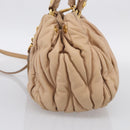 Miu Miu Matelasse Hand Bag Leather 2way Beige Gold Tone Auth 211519V-5