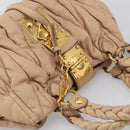 Miu Miu Matelasse Hand Bag Leather 2way Beige Gold Tone Auth 211519V-6