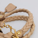 Miu Miu Matelasse Hand Bag Leather 2way Beige Gold Tone Auth 211519V-9