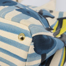 PRADA Canapa GM Hand Bag Canvas Beige Blue Auth 211531V-10