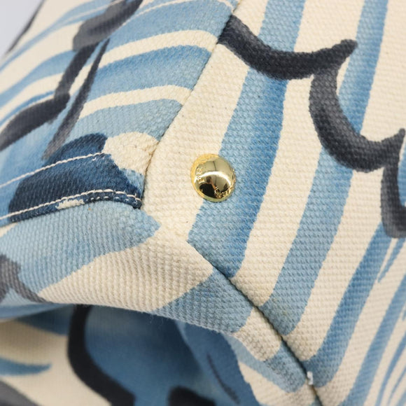 PRADA Canapa GM Hand Bag Canvas Beige Blue Auth 211531V