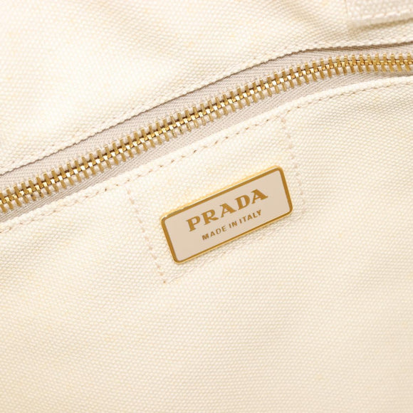 PRADA Canapa GM Hand Bag Canvas Beige Blue Auth 211531V