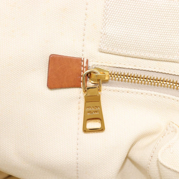 PRADA Canapa GM Hand Bag Canvas Beige Blue Auth 211531V