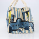 PRADA Canapa GM Hand Bag Canvas Beige Blue Auth 211531V-5