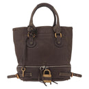 Chloe Paddington Hand Bag Leather Brown Gold Tone Auth 211538A-2