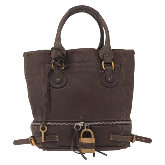 Chloe Paddington Hand Bag Leather Brown Gold Tone Auth 211538A