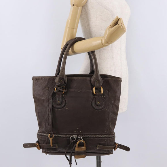 Chloe Paddington Hand Bag Leather Brown Gold Tone Auth 211538A