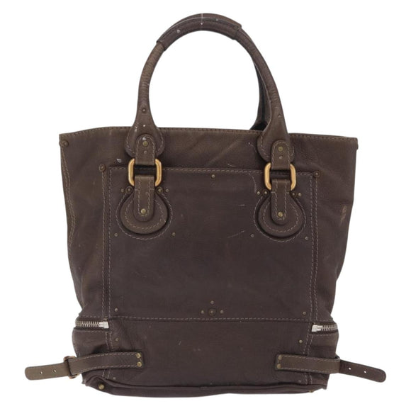 Chloe Paddington Hand Bag Leather Brown Gold Tone Auth 211538A