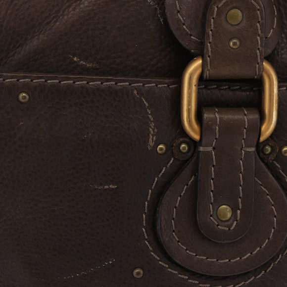 Chloe Paddington Hand Bag Leather Brown Gold Tone Auth 211538A