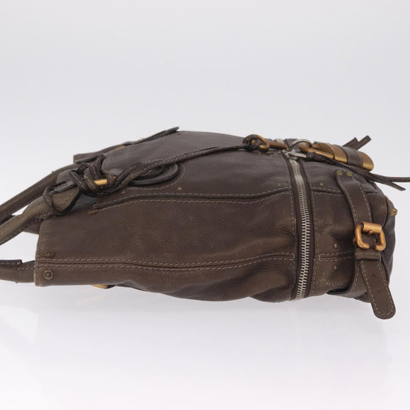 Chloe Paddington Hand Bag Leather Brown Gold Tone Auth 211538A