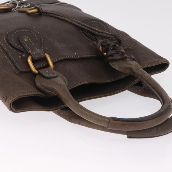 Chloe Paddington Hand Bag Leather Brown Gold Tone Auth 211538A