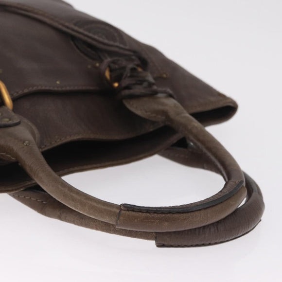 Chloe Paddington Hand Bag Leather Brown Gold Tone Auth 211538A
