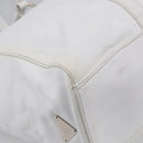 PRADA Tote Bag Leather White Silver Auth 211540A-11